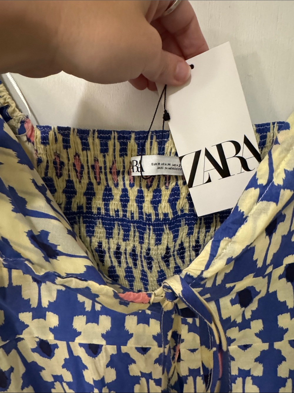 NWT ZARA Geometric Pattern Maxi Dress in Blue/Cream/Pink - Picture 7 of 11